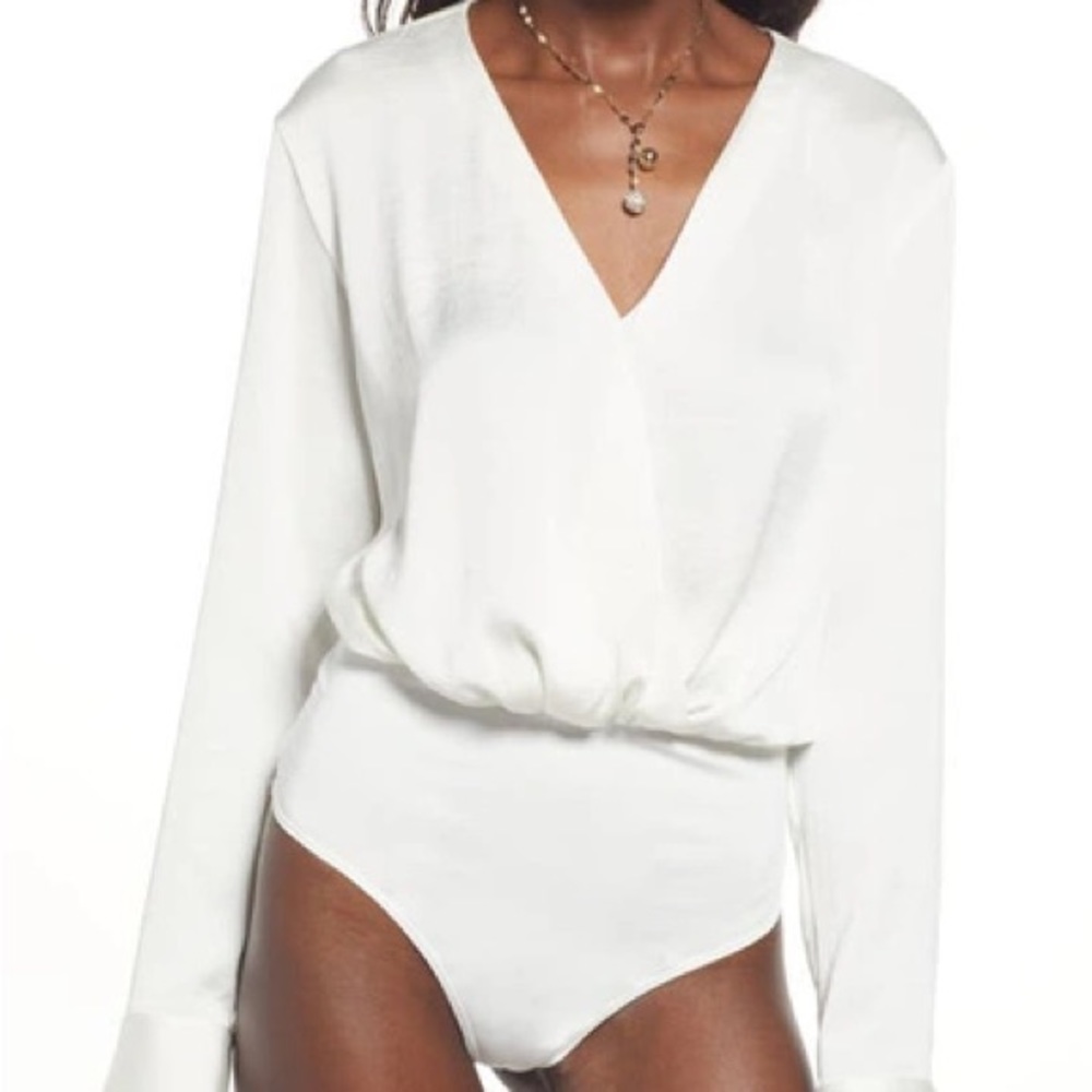 Open Edit long sleeve body suit - size small, white, new with tags